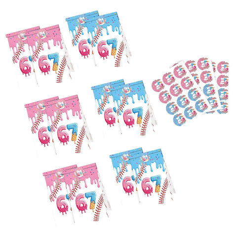 Ice Cream Themed Paper Food Bags With Dope Decorative Stickers, Black Party Packaging For Snacks And Gifts displayed with stickers