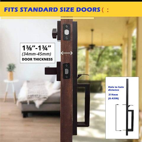 Side view of a Double Door Lockset With Keyed Entry Handleset And Inactive Dummy Handleset Key Alike Front Exterior Door Lever in oil rubbed bronze finish.