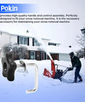 Replacement Snow Blower Handle Knob And Lock Bolt Screw Kit For 21 Inch Power Clear And 24 Inch SnowMaster Models Includes 114-3779 136-7130 107-3844 No Fuss Easy Install Built To Last Fits Mowers And Snow Blowers shown against a snowy background with snow blower in use