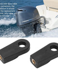 Two Pack Outboard Throttle And Shift Cable End Connectors Replacement Kit For Throttle And Shift Control Box Cables OE67275-9560 Compatible Boat Motors, shown with boat motor background and two black connectors in detail.