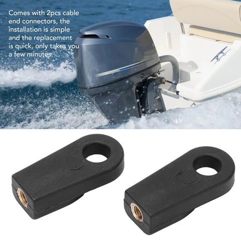 Outboard Control Box Cable End Connector ABS Copper Replacement 2 Pack Durable Marine Grade For Throttle And Shift