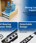 14-Inch Push To Open Drawer Slides With Screws, 100Lb Load Capacity, 3-Fold Full Extension, Ball Bearing Hardware details
