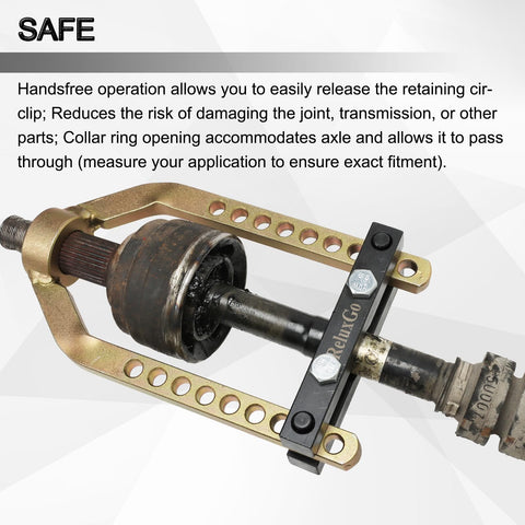Universal CV Joint Puller and Propshaft Separator Tool for Quick Axle Removal, shown in use on a vehicle's axle joint.