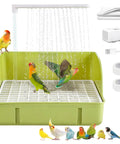 Spacious Expandable Indoor Bird Bath Fountain With Automatic Circulating Faucet And USB Pump Large Bird Bath For Parrots And Small Birds Easy Clean Green