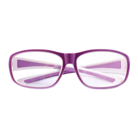 Front view of Purple 0.75mm Pb Lead X Ray Safety Glasses with Anti Reflective Fog Free Lenses and Nylon Frame