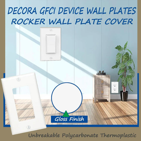 GFCI Style Rocker Light Switch Wall Plate Cover 1-Gang 4.50 By 2.76 Inches Smooth Face Unbreakable Polycarbonate, room setting