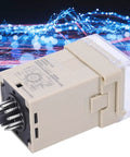 Pro Grade Time Delay Relay Timer Adjustable Cycle Control Module JDM48 11 For Industrial Machinery And Automation Systems AC380V Durable Plastic Housing, beige relay timer with metal pins