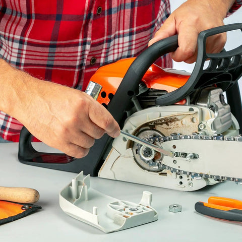 Person using Three Pack Chainsaw Scrench Set With 13 By 19 mm Wrenches For Bar Upkeep Works With One Half Inch And Three Quarter Inch Saws