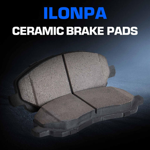 ILONPA front ceramic brake pads with hardware, 4-piece set