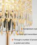 Detailed view of the handpicked crystal design in the Gold Crystal Table Lamps Set Of 2 With USB Ports And 3-Way Touch Dimmer.