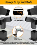 Fifteen Degree Slanted Roof Wall Mount 4 By 4 Pergola Bracket Kit, six-piece, black metal, heavy-duty, for outdoor structures.