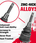 Chevy Silverado 1500 and GMC Sierra 1500 Front Upper Control Arms Adjustable Two To Four Inch UCA With Three Ball Joints And Rubber Bushings For 2019 Through 2026 Beefed Up Lifted Trucks zinc-nickel alloy ball joint close-up