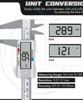 Go-To Digital Caliper With LCD Display 0 To 6 Inch Range Inch To Millimeter Conversion auto shutoff shown in close-up