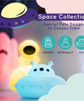 Animal Night Light For Kids With Rechargeable Silicone And ABS Nursery Glow In 8 Calming Colors featuring space-themed designs