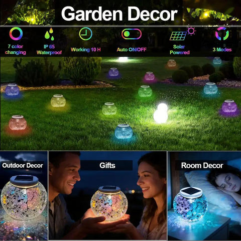 Color Changing Solar Powered Glass Ball Lights For Garden Patio And Indoor Decor Waterproof Table Lamp Night Light