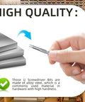 Straight Up Killer S2 Steel Spanner Screwdriver Bit Set 10 Piece Includes U4 U5 U6 U7 U8 Sizes With Hard As Nails Quarter Inch Hex Shank Built Heavy Duty with U-shaped bit in hand