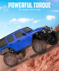 RCS24 1/24 Off Road RC Truck 4x4 Crawler With Bright Headlights Waterproof RTR Blue climbing rocky terrain