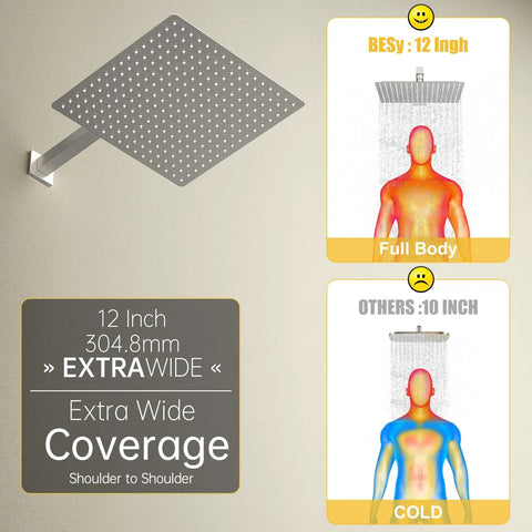 12 Inch Rain Shower Head System With 2 In 1 Handheld Shower And Wall Mount High Pressure Chrome Shower Fixture Kit comparison chart