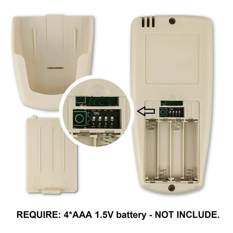 Replacement Ceiling Fan Remote For Hampton Bay FAN9T back view showing battery slot and settings panel