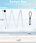 Heavy Duty 6.56ft Aluminum Beach Tent Poles 2 Pack Replacement Set showing folded and unfolded sizes, compatible with Neso Beach Tent.
