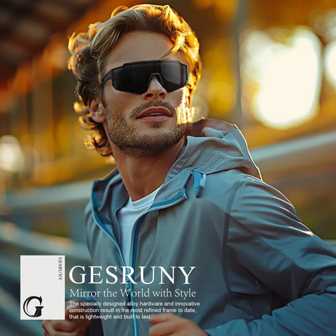 Person wearing Polarized Sport Sunglasses for Men and Women, Lightweight TR90 Frames With UV400 Protection outdoors
