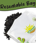 Resealable bag of Hardwood Charcoal Soil Additive for Indoor Plants 2 Quarts, enhancing drainage and purifying air.
