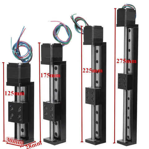 Grab This Killer Linear Actuator Motor For Your 3D Printer And Cnc Setups showing 4 size variations with wiring for precise motion control.