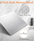 16 Inch Square Rain Shower Head With Ultra Thin Profile High Pressure Waterfall Showerhead In Brushed Nickel 304 Stainless Steel