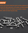 All In One Stainless Steel M2.5 Machine Screw Kit With Phillips Pan Head, various screws and washers shown, 304 stainless steel