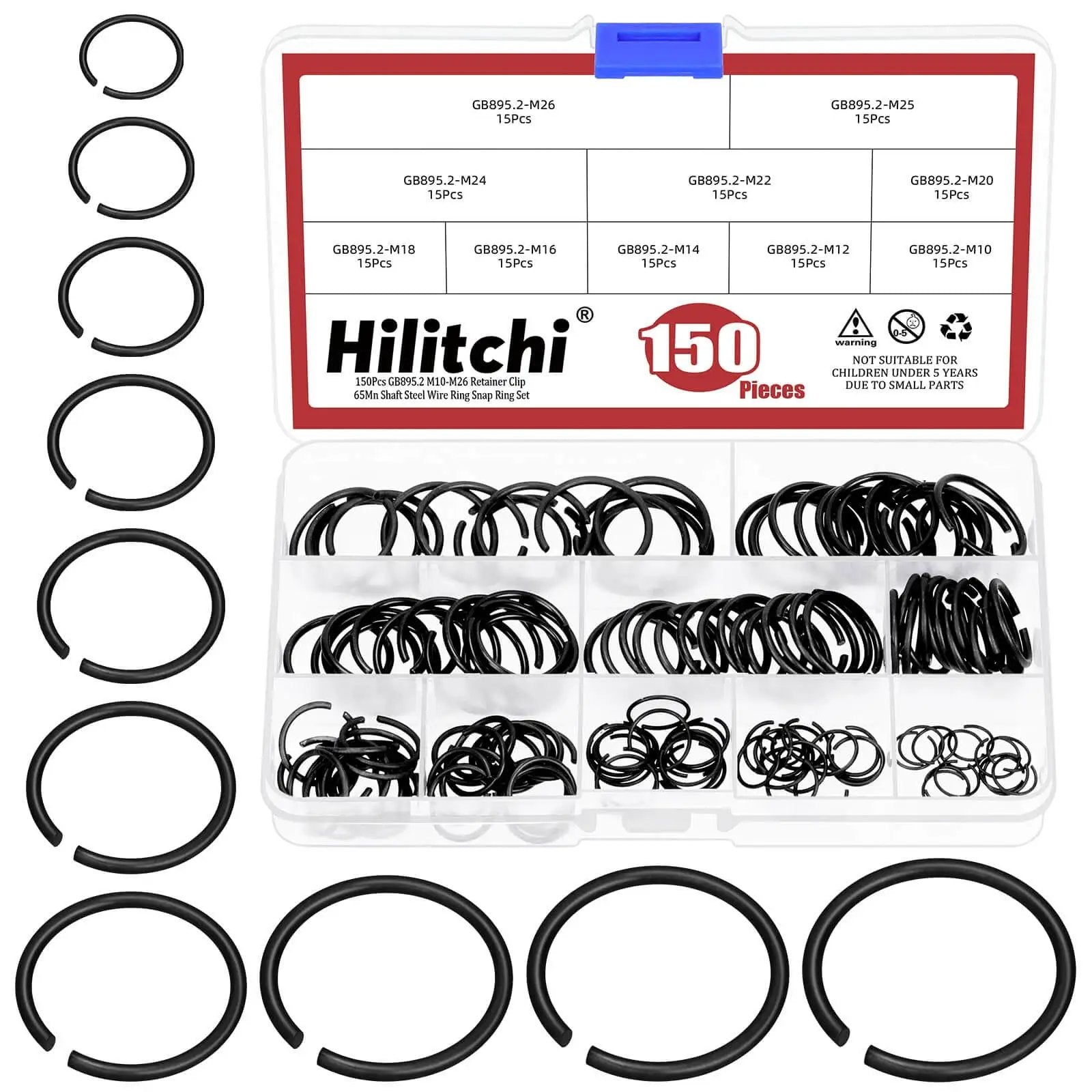 Round Wire C Clips Kit M10-M26 Retainer Clips