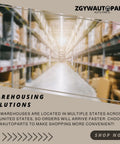 Interior view of ZGYWAUTOPARTS warehouse showcasing organized shelves for efficient warehousing solutions.