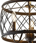 Oil Rubbed Bronze 15 Inch Led Semi Flush Mount Ceiling Light With Three Light Modern Industrial Drum Fixture close-up