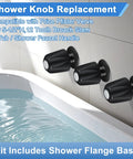 Matte Black Tub Spout And Shower Trim Kit With Three Knobs Including Hot Cold Diverter Easy Install on wall