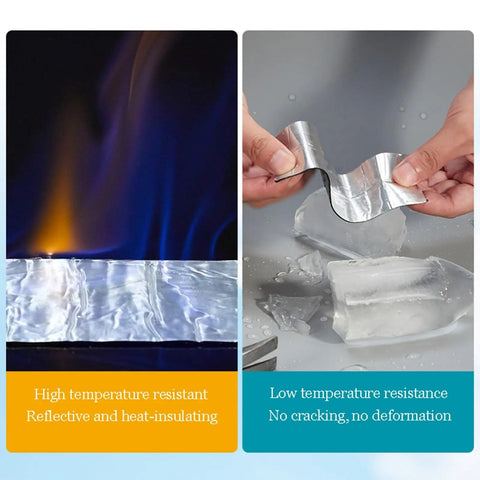 Straight Up Heavy Duty Self Adhesive Bitumen Roof Repair Tape Fo Real Zero Fuss Leak Sealant Roll shown as reflective and flexible material.
