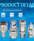 4 Pack N To BNC Coax Adapters Kit Male To Female And Female To Male For Antennas Radios Gold Plated Copper Nickel Brass