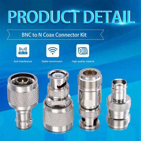 4 Pack N To BNC Coax Adapters Kit Male To Female And Female To Male For Antennas Radios Gold Plated Copper Nickel Brass