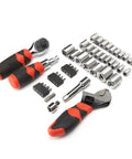 All In One 45Pcs Socket Wrench Set With Multipurpose Ratchet And Screwdriver Bit Kit Chrome Vanadium Steel Build Tough As Nails Garage Grade