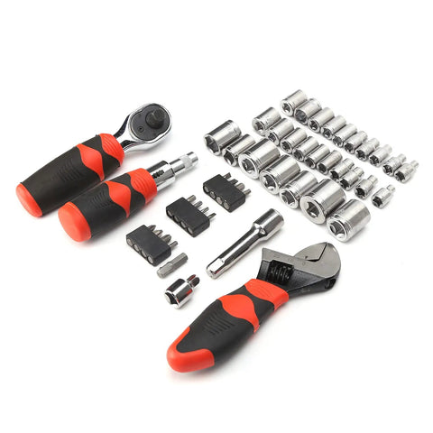 All In One 45Pcs Socket Wrench Set With Multipurpose Ratchet And Screwdriver Bit Kit Chrome Vanadium Steel Build Tough As Nails Garage Grade