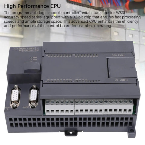 24V PLC Control Module With 32 Bit Fast CPU For Industrial Automation, close-up of ports and connectors on relay IO board