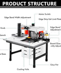 No Sweat Heavy Duty Woodworking Edge Bander With Double Side Glue For Quick Pvc And Plywood Strip Bonding Adjustable 150 To 180 Celsius Temps detailed product structure diagram