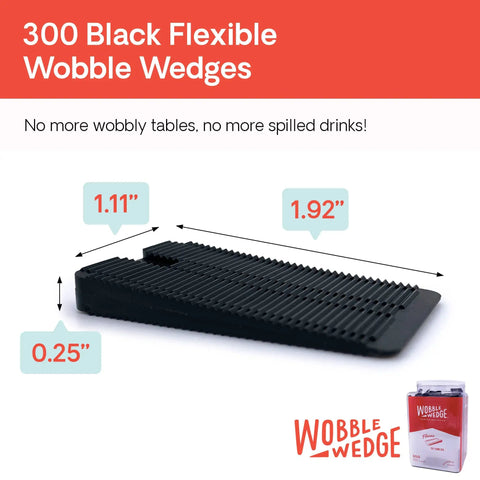 Flexible Plastic Shims For DIY Leveling And Adjustable Support, Furniture Levelers, Table And Toilet Leveling, Appliance And Home Improvement Shims, Made In USA, Black 300 Pack shown with dimensions in inches