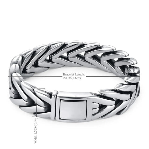 Mens Premium Foxtail Link Chain Bracelet In Stainless Steel Sleek Chunky Wide Link Loop For Men Heavy Duty Urban Style