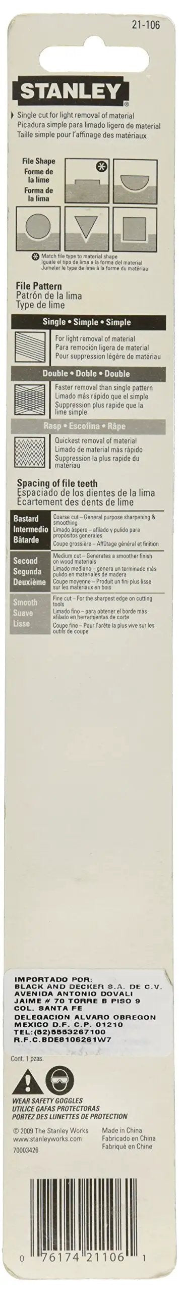 Packaging back of Eight Inch Bastard File With Handle For Light Material Removal Single Cut Mill Pattern Flat Tapered Width