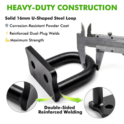 Caliper measuring Beefy 16mm Steel Front Tow Hook For Off Road RZR 900S 1000S 1000XP General Models Heavy Duty Recovery Hook