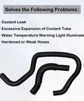 Black rubber engine coolant hose set for upper and lower radiator lines; curved and corrugated hoses.