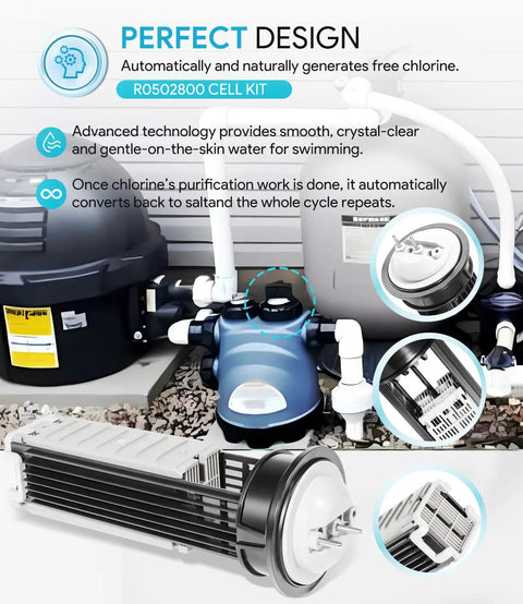 Salt Cell Replacement Kit For Nature2 Fusion Soft FSOFT700 Water System Fits Pools Up To 12,000 Gallons Includes O Ring And Replacement Parts