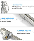MEANLIN MEASURE silver tire pressure gauge with dual-headed chuck, nickel-plated brass, 10–150 psi