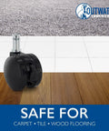 Built Tough 2 Inch Black Twin Wheel Swivel Furniture Casters With Brake for safe use on various flooring surfaces