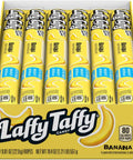 Box of Banana Flavor Rope Candy Chewy Taffy Ropes 0.81 Oz Each Pack Of 24 Shareable Snackable Fruity Treats in open display
