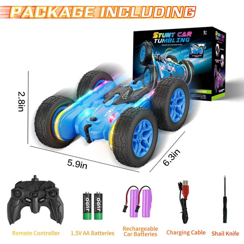 Lit Remote Control Drift Car With Strip Lights And Headlights 360 Degree Double Sided Rotating 4WD Stunt RC Truck package contents